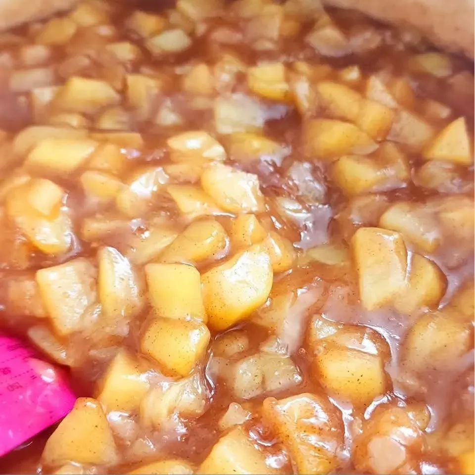 Imagen de un delicioso relleno de manzana para pays artesanales.